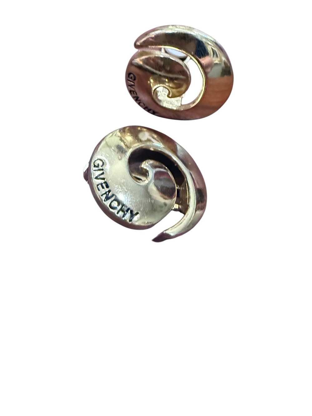 Vintage Givenchy Gold Tone Spiral Swirl Clip-On Earrings Signed Paris NY - Picture 3 of 7